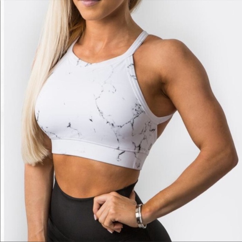 BuffBunny White Marble Caterina Sports Bra